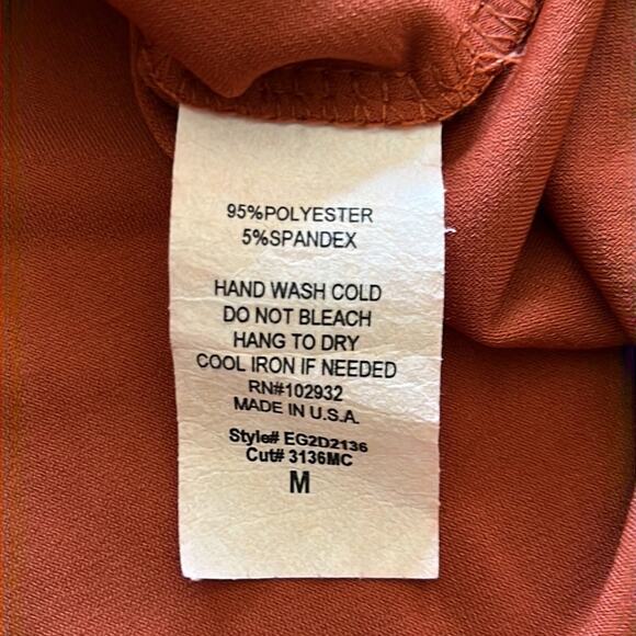 Fave Rust Sublimation Print Slinky Knit Dress Size Medium Mini 3/4 Sleeves Y2K - Picture 6 of 9